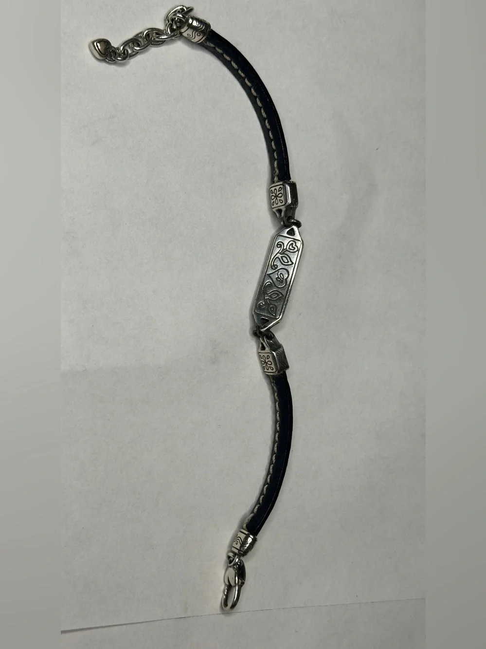 Brighton Black Leather Bracelet with Silver-Tone Accents